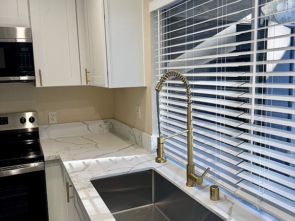 Kitchen looking out to private patio