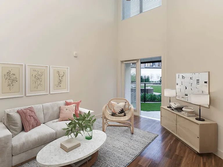 Living Room with Patio and Hard Surface Flooring