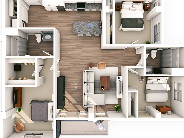 3 Bed / 2 Bath - 1,341 SF 3 Bed / 2 Bath - 1,341 SF