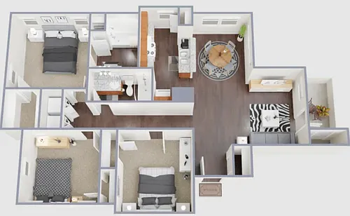 Floor plan C1 | 3 Bed | 2 Bath