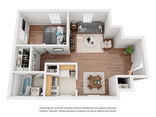 Floor plan 1Bed 1Bath Walk in Closet