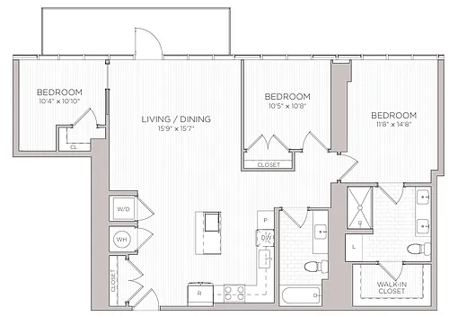 Floor plan 3 BR B10 - Penthouse