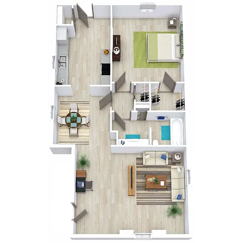 Floor plan 1 Bed 1 Bath 740
