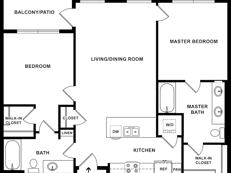 2 BD / 2 BA 1,000 SF