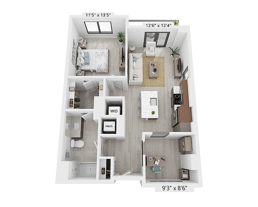 Floor plan One Bedroom - A1M