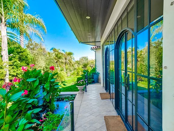 Backyard with koi pond