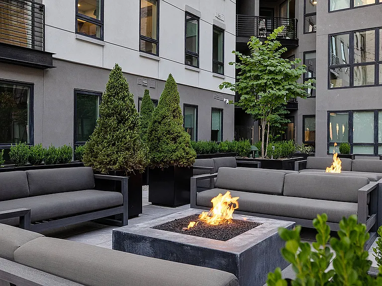 Resort-Style Pool Deck Fire Place