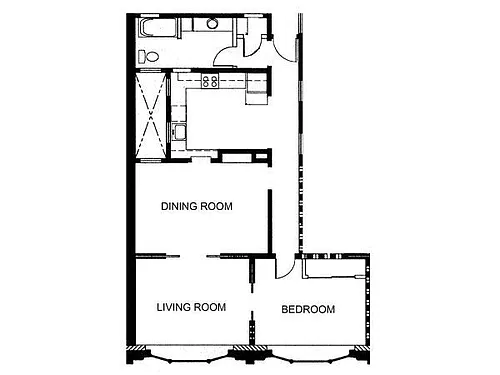 Floor plan 1 Bedroom, 1 Bath
