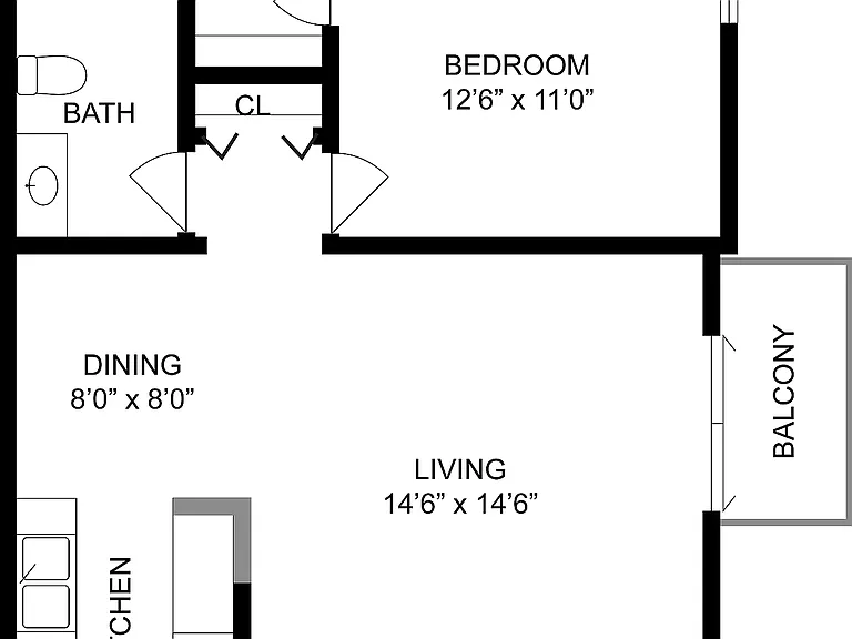 1 BR x 1 BA - C Floorplan 1 BR x 1 BA - C Floorplan