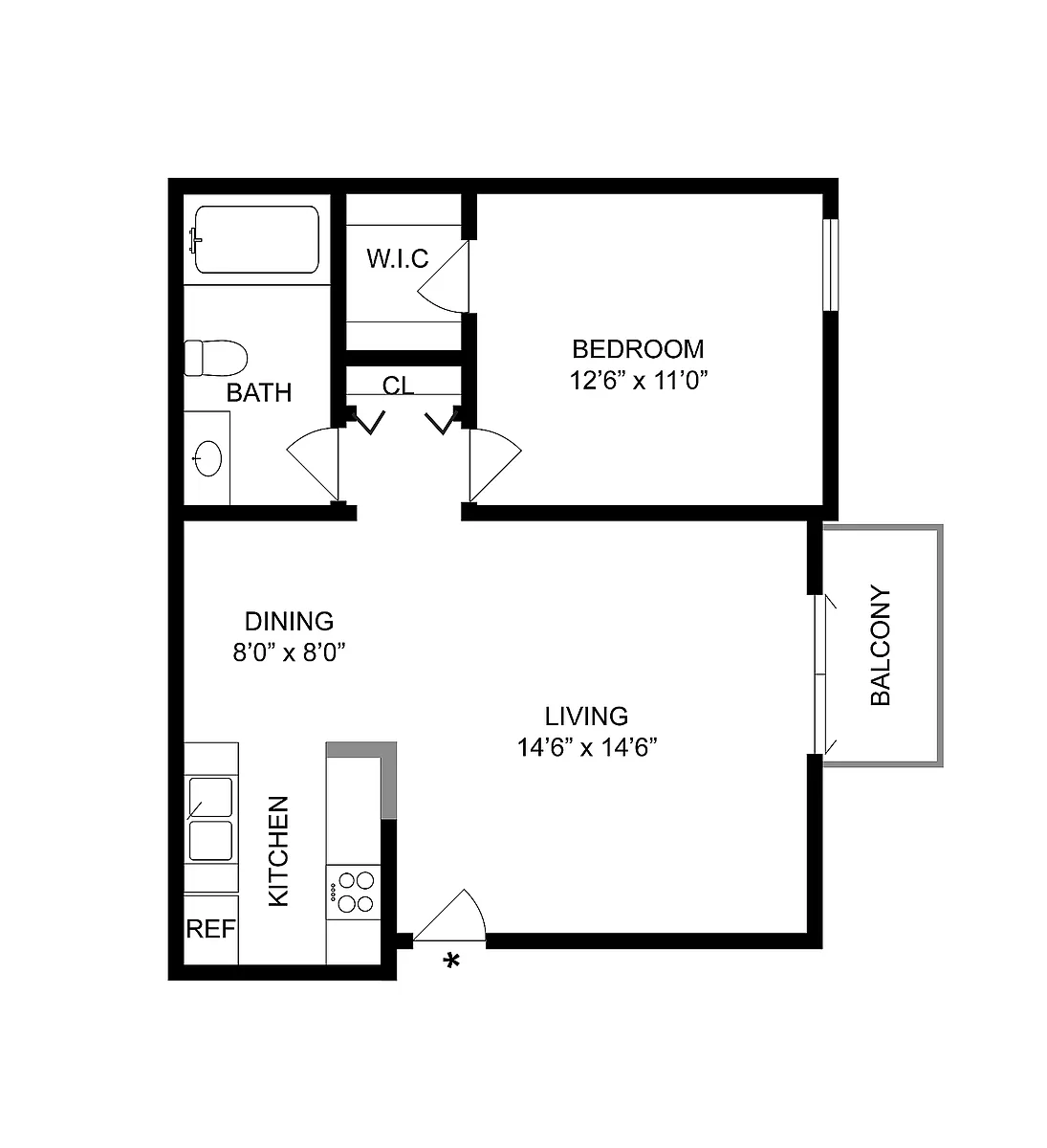 Floor plan 1 BR x 1 BA - C