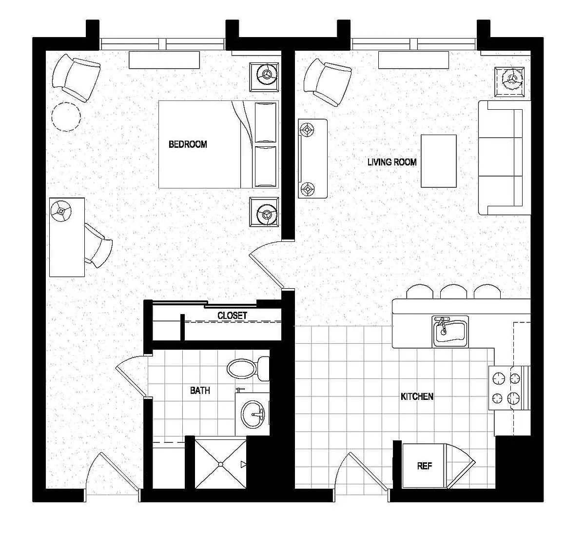 Floor plan One Bedroom Deluxe