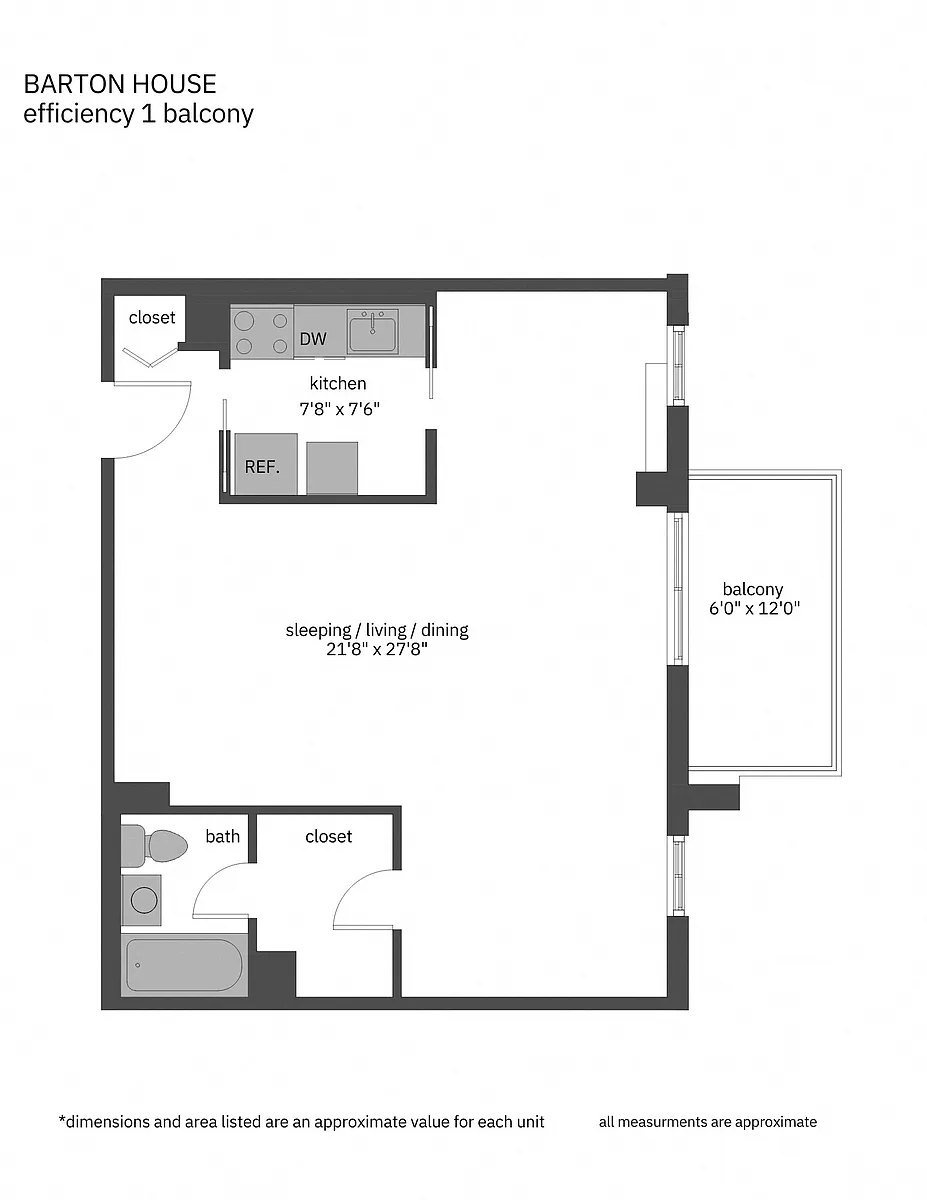Floor plan Studio with Balcony
