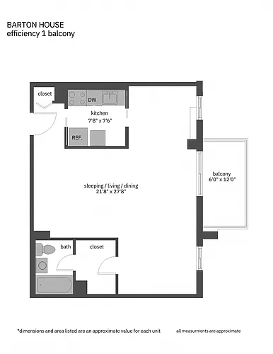 Floor plan Studio with Balcony