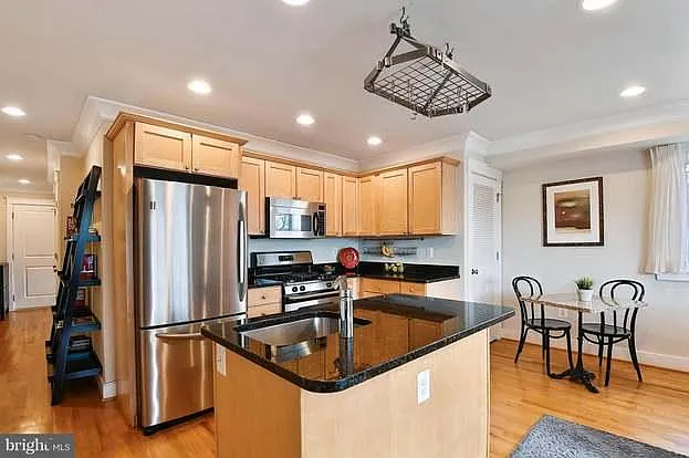 Stainless steel appliances and granite countertops