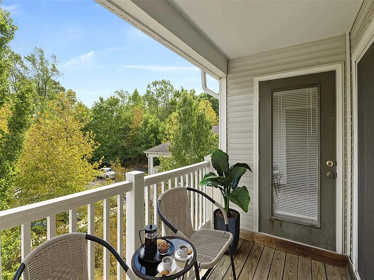 Beautiful views from the private balcony at The Crossings at Russett in Laurel, MD