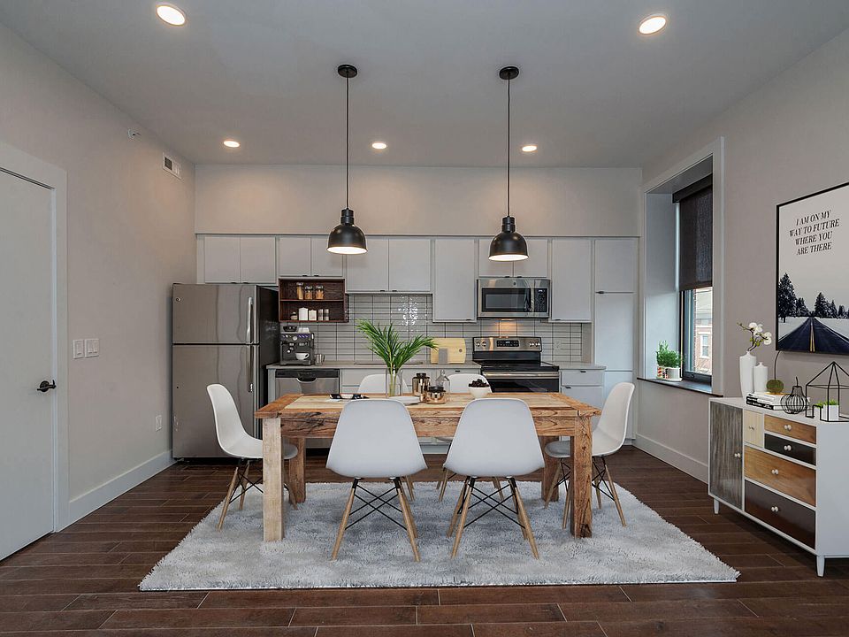 Apartment dining area and kitchen