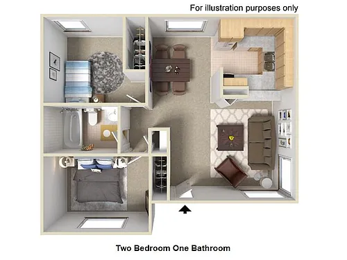 Floor plan Two Bedroom One Bath