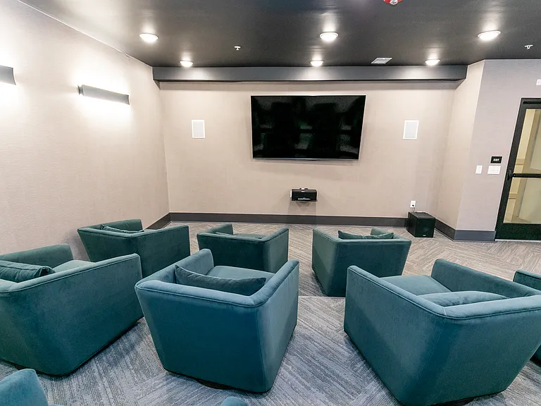 Grab popcorn and relax in our media lounge.