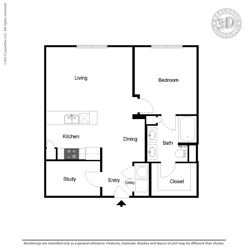 Floor plan A4- 1bedroom with study
