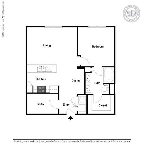 Floor plan A4- 1bedroom with study