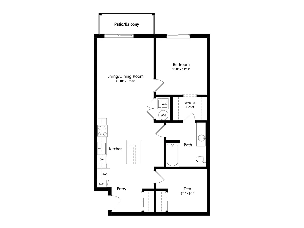Floor plan 1 Bed + Den A5