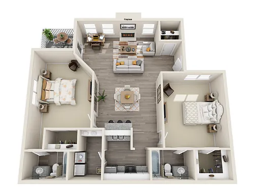 Floor plan 2 Bed - 2 Bath