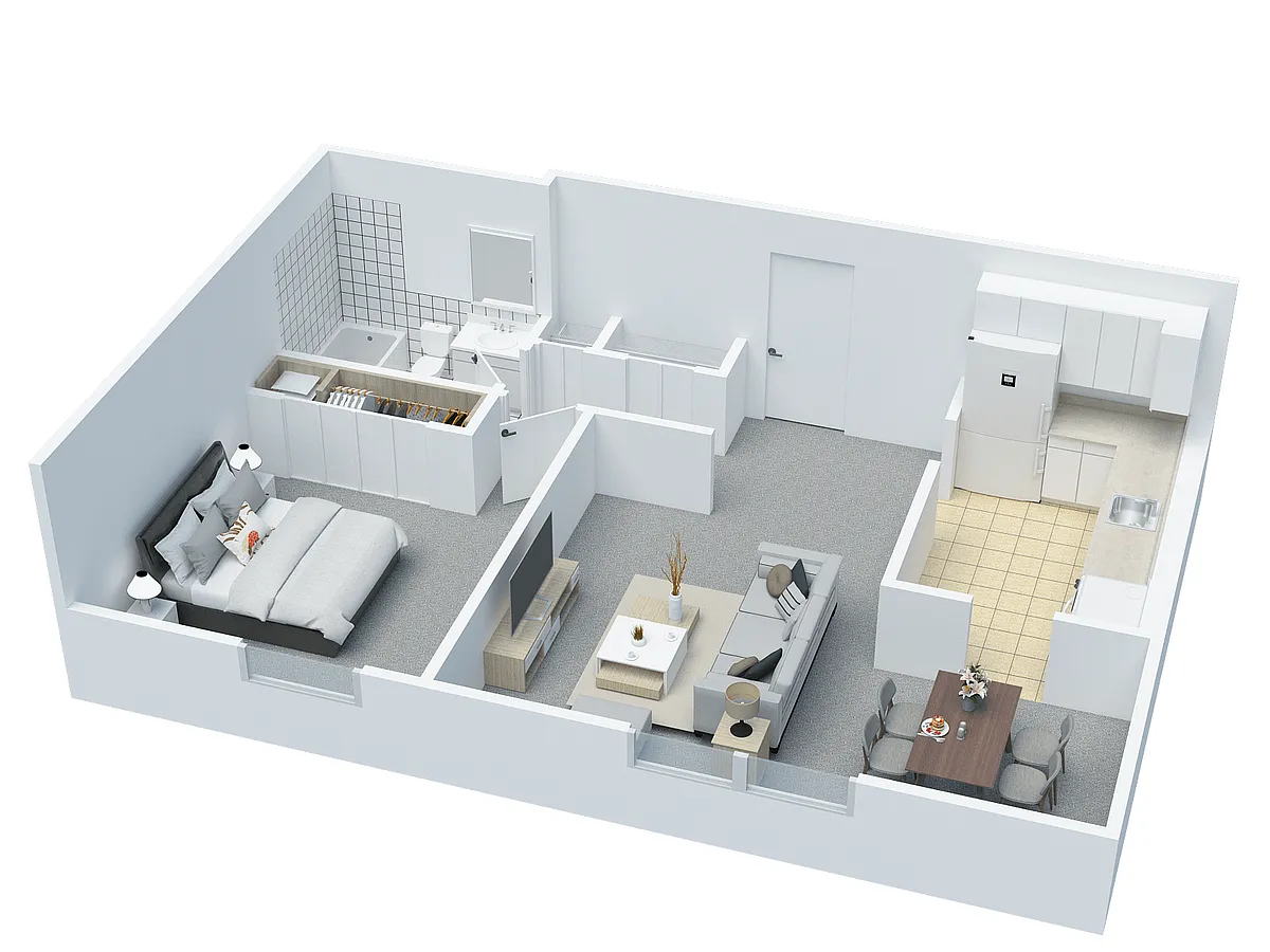 Floor plan 1 BD 1 BA type G