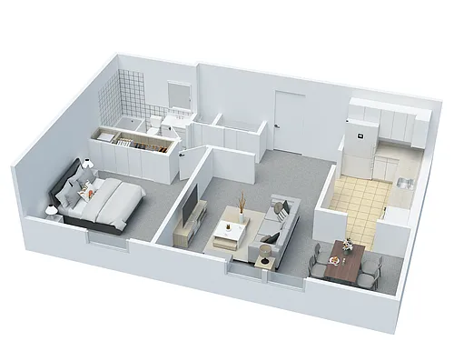 Floor plan 1 BD 1 BA type G