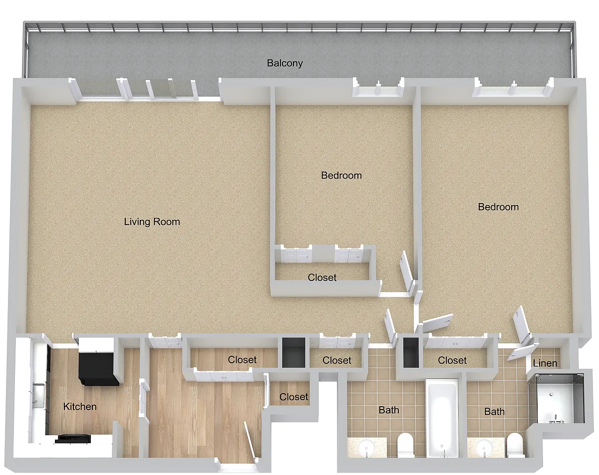 Floor plan Two Bedroom Renovated