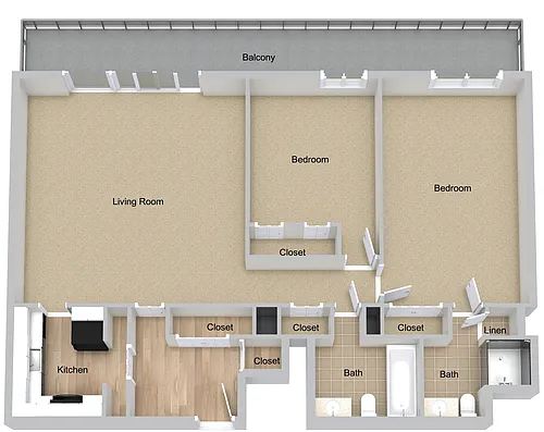 Floor plan Two Bedroom Renovated Mini