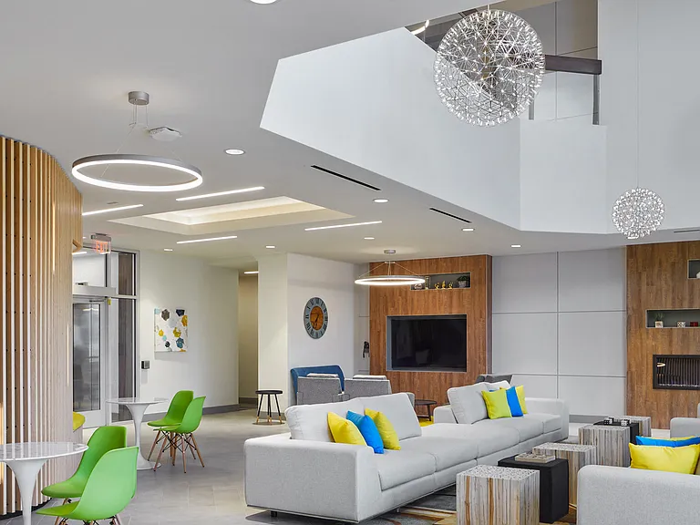 Lounge Seating, Work Stations & Relaxing Fireplace