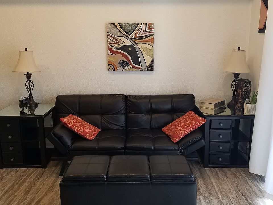 Couch, End Tables + Ottoman