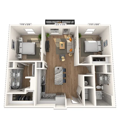 Floor plan B1 2x2 1011 SF