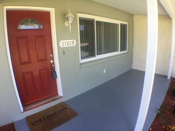 Red door and patio