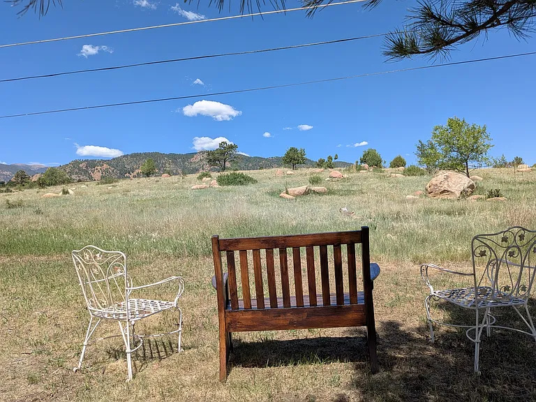 View of the Stratton Open Space and the foothills beyond located in the other adjacent open space "North Cheyenne Canon". A wildlife and nature lovers paradise!