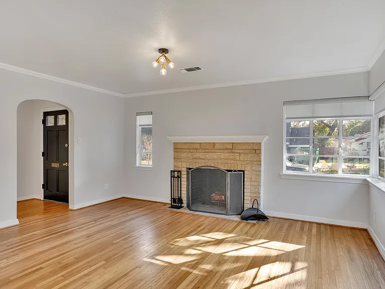 Living room with fireplace.