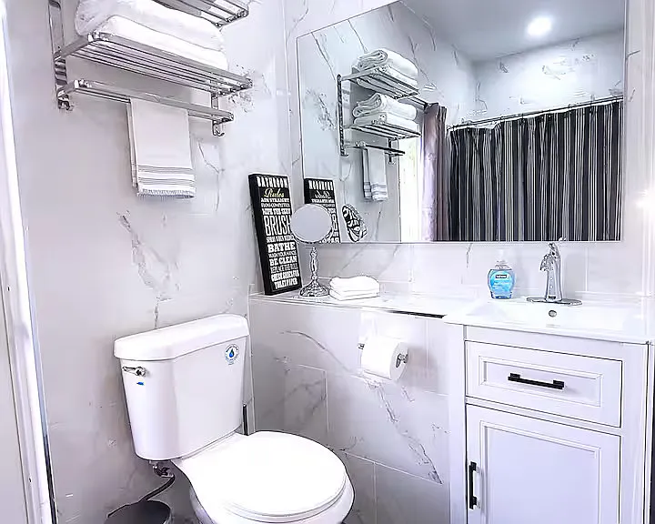 Bathroom with shower & washer and dryer