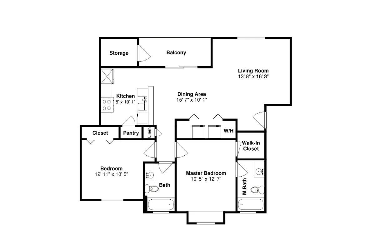 Floor plan 2 Bed 2 Bath Apartment