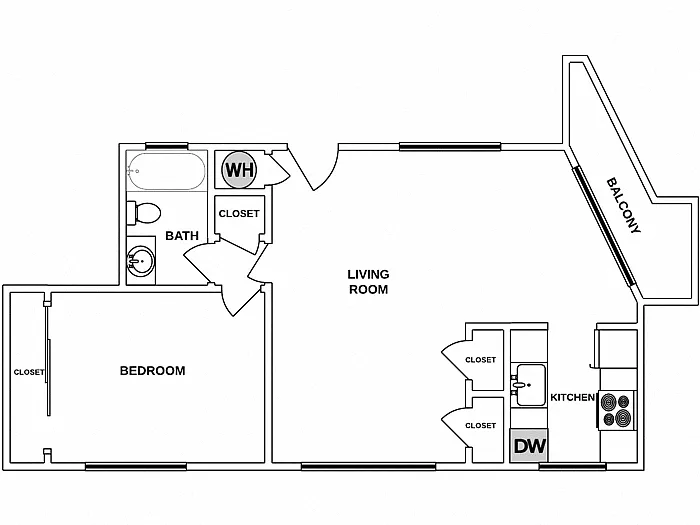 Floor plan 1 Bed / 1 Bath: Type C