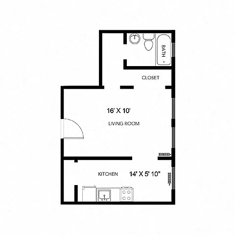 Floor plan Studio 1 Bathroom