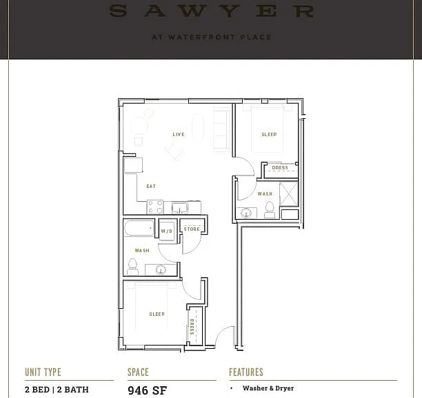 Explore the stylish design of The Sawyer's 2-bedroom apartment, combining luxury and convenience. Explore the stylish design of The Sawyer's 2-bedroom apartment, combining luxury and convenience.