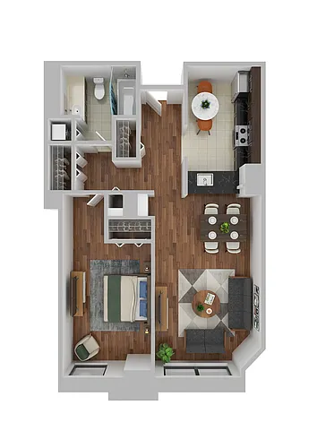 Floor plan 1 Bed 1 Bath D