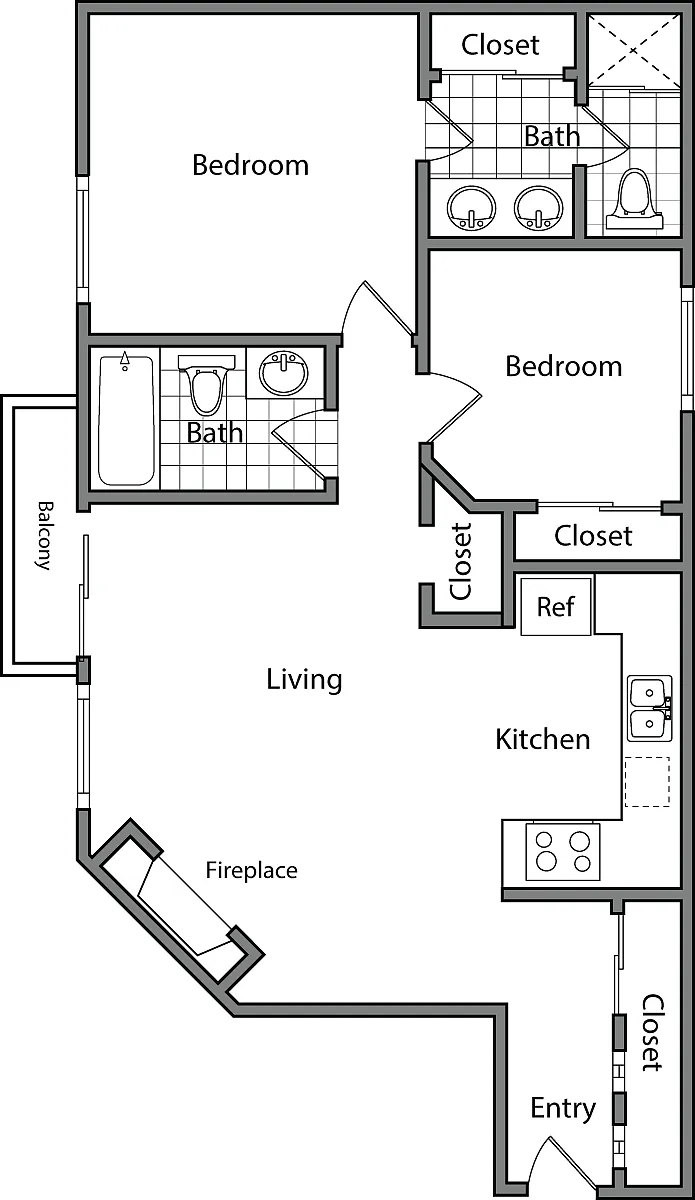Floor plan 2 Bedroom AA