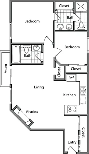 Floor plan 2 Bedroom AA