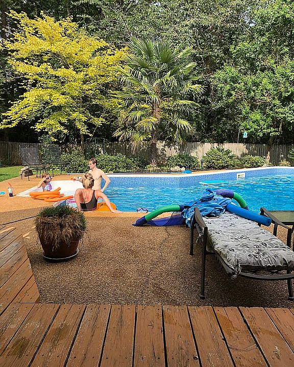 Enjoying my backyard pool 