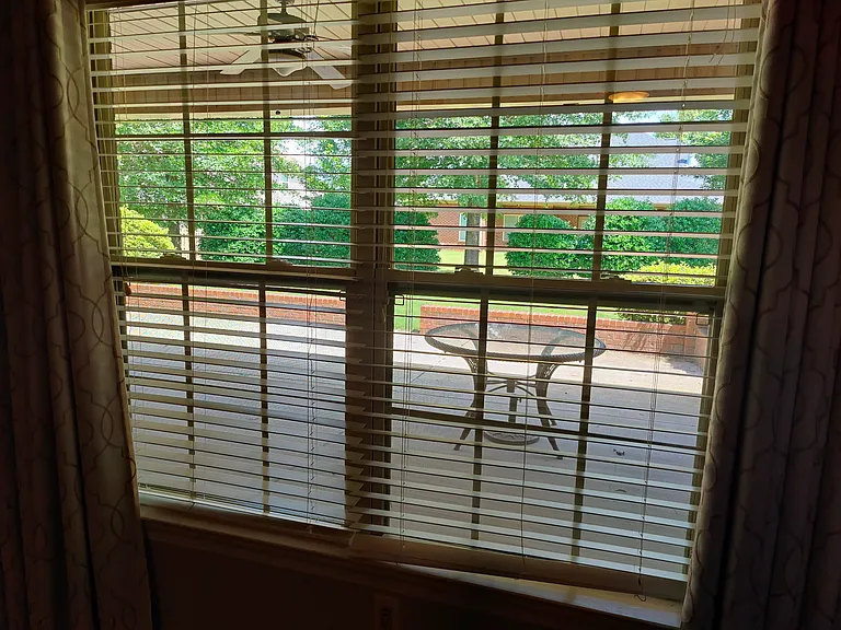 View from the living room to the back porch.
