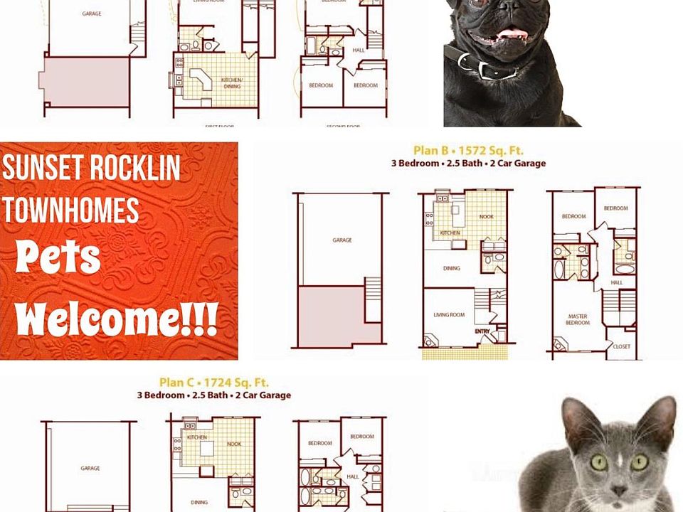 3 bedrooms, 2.5 baths, 2 car garages!