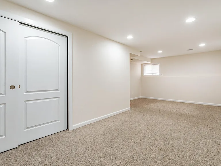 Large basement bedroom or exercise room with large closet