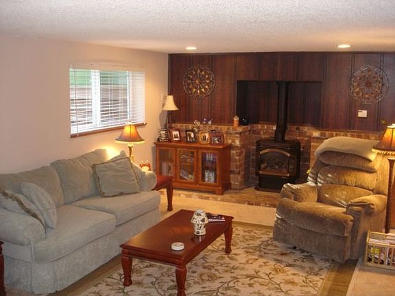 Free Standing Gas Fireplace in the Family Room