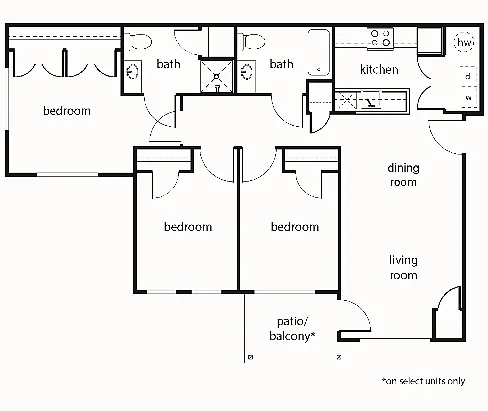 Floor plan Three-Bedroom